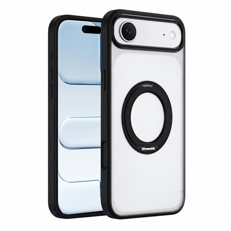 For iPhone Air Colorful Skin-Friendly Metal Lens Frame Magnetic Rotating Holder Phone Case