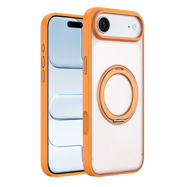 For iPhone Air Colorful Skin-Friendly Metal Lens Frame Magnetic Rotating Holder Phone Case