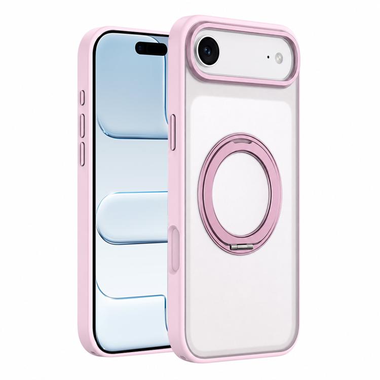 For iPhone Air Colorful Skin-Friendly Metal Lens Frame Magnetic Rotating Holder Phone Case
