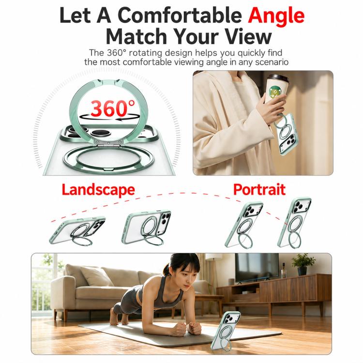 For iPhone 17 Colorful Skin-Friendly Metal Lens Frame Magnetic Rotating Holder Phone Case