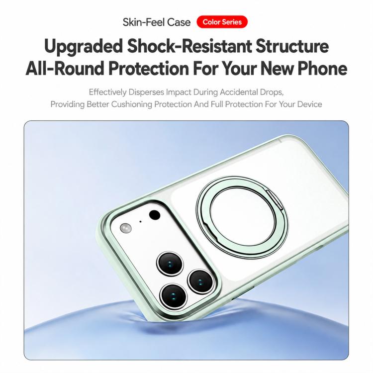 For iPhone 17 Pro Colorful Skin-Friendly Metal Lens Frame Magnetic Rotating Holder Phone Case