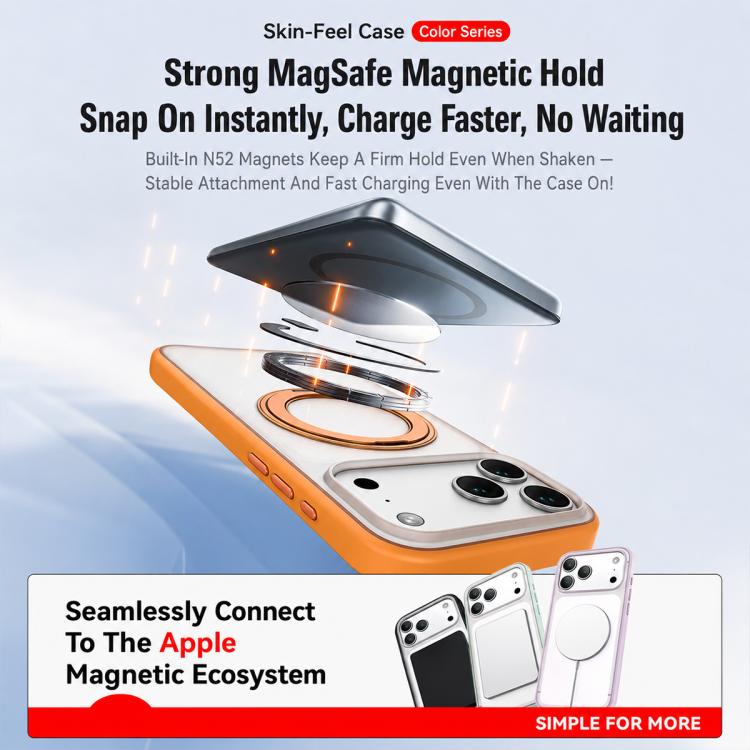 For iPhone 17 Pro Colorful Skin-Friendly Magnetic Rotating Holder Phone Case