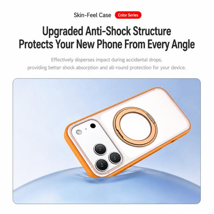 For iPhone 17 Pro Max Colorful Skin-Friendly Magnetic Rotating Holder Phone Case