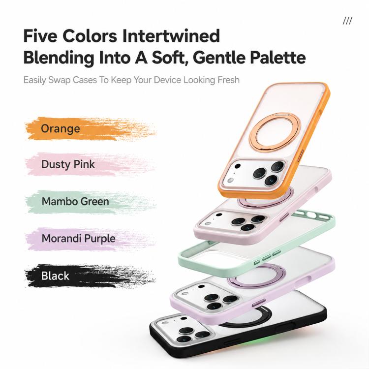 For iPhone 17 Pro Max Colorful Skin-Friendly Magnetic Rotating Holder Phone Case