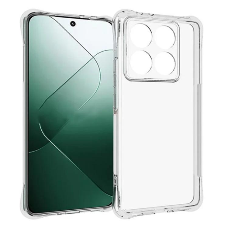 For Xiaomi 14T Pro WANLONFENG Transparent Four-Corner Shockproof TPU Phone Case with Screen Film - Transparent