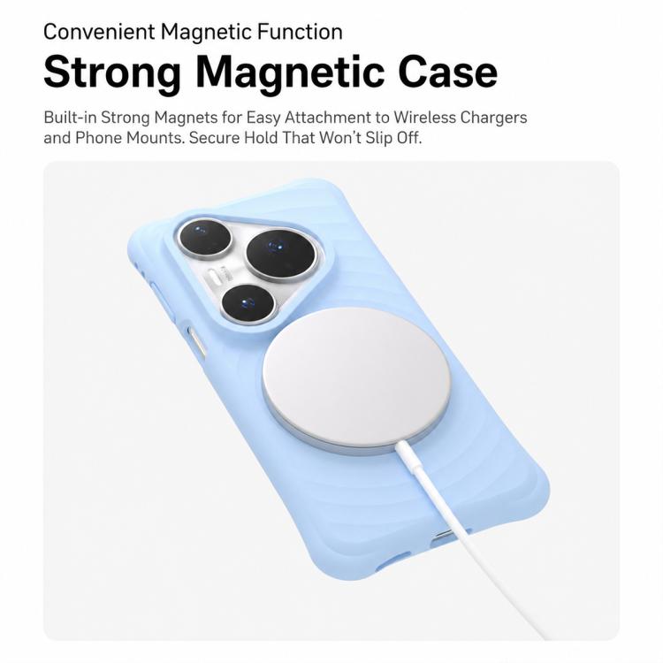 For Huawei Pura 70 Wave Texture Magnetic Liquid Silicone Shockproof Phone Case