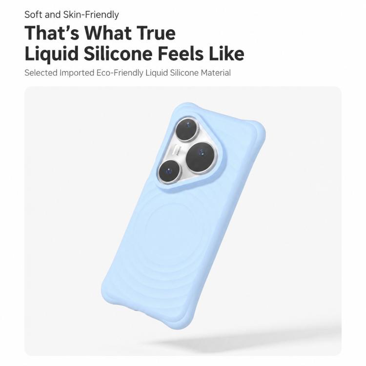 For Huawei Pura 70 Wave Texture Magnetic Liquid Silicone Shockproof Phone Case