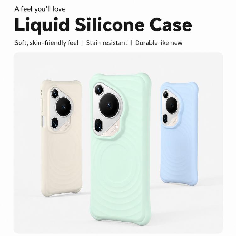 For Huawei Pura 70 Ultra Wave Texture Magnetic Liquid Silicone Shockproof Phone Case