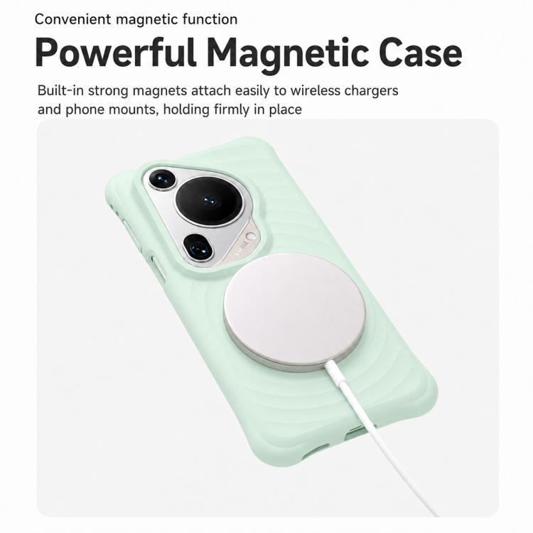 For Huawei Pura 70 Ultra Wave Texture Magnetic Liquid Silicone Shockproof Phone Case
