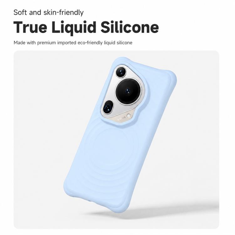 For Huawei Pura 70 Ultra Wave Texture Magnetic Liquid Silicone Shockproof Phone Case