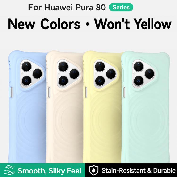 For Huawei Pura 80 5G Wave Texture Magnetic Liquid Silicone Shockproof Phone Case
