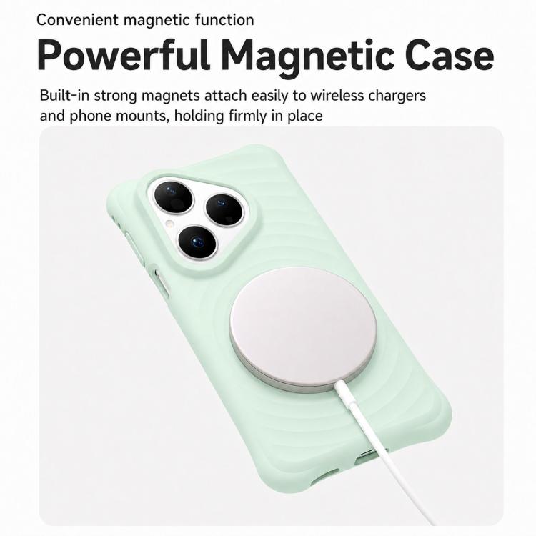 For Huawei Pura 80 5G Wave Texture Magnetic Liquid Silicone Shockproof Phone Case