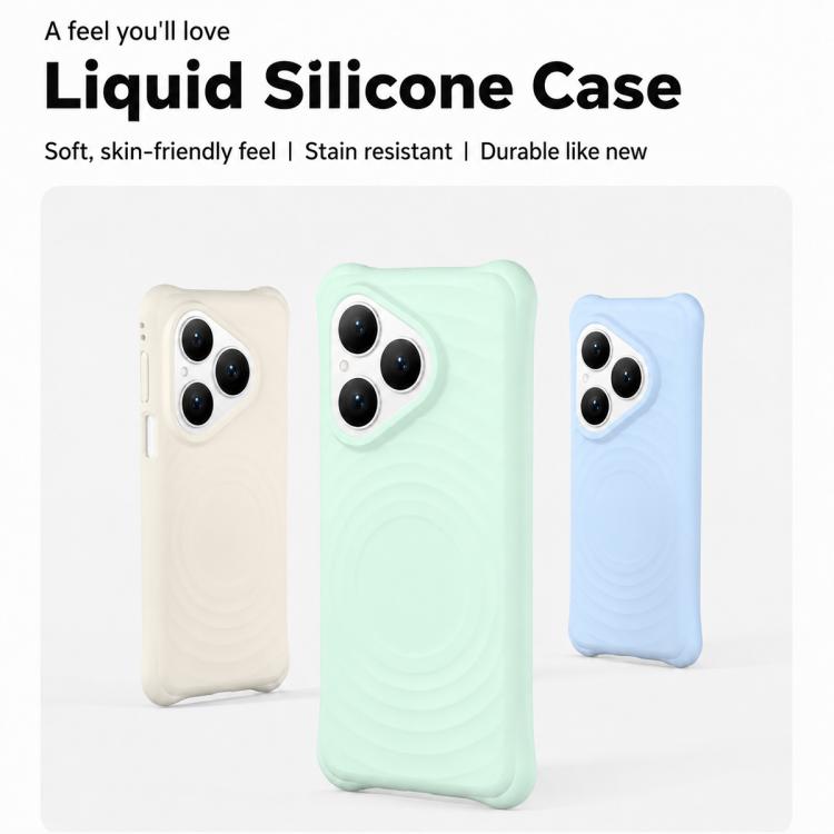 For Huawei Pura 80 5G Wave Texture Magnetic Liquid Silicone Shockproof Phone Case