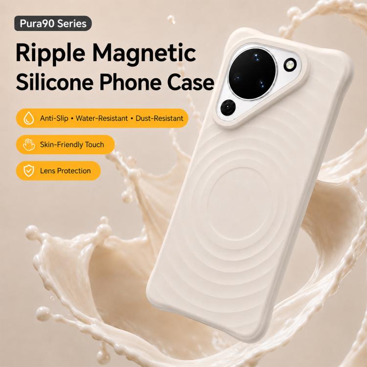 For Huawei Pura 90 5G Wave Texture Magnetic Liquid Silicone Shockproof Phone Case