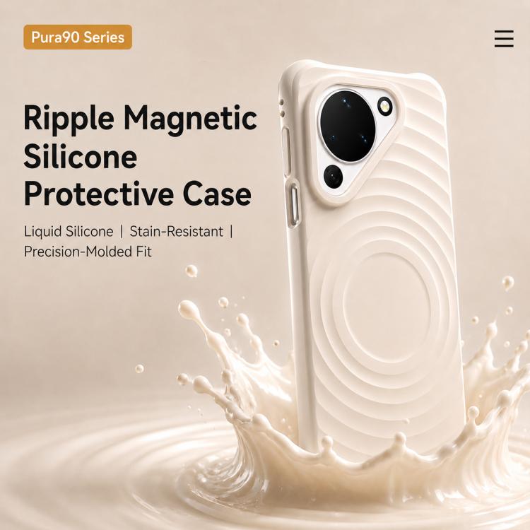 For Huawei Pura 90 5G Wave Texture Magnetic Liquid Silicone Shockproof Phone Case