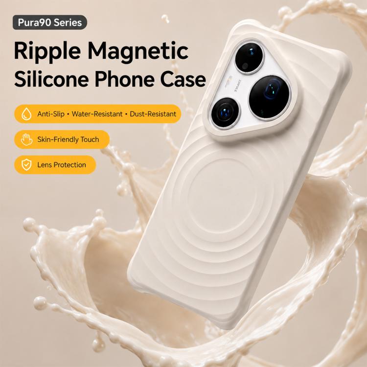 For Huawei Pura 90 Pro 5G Wave Texture Magnetic Liquid Silicone Shockproof Phone Case