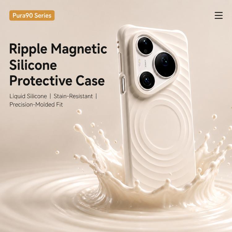 For Huawei Pura 90 Pro Max 5G Wave Texture Magnetic Liquid Silicone Shockproof Phone Case