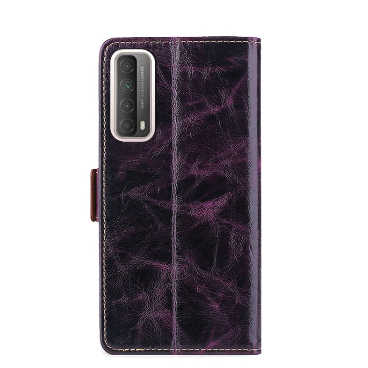 For Huawei P Smart 2021 Knead Pattern Texture Side Buckle Horizontal Flip Leather Case with Holder & Card Slots(Purple)