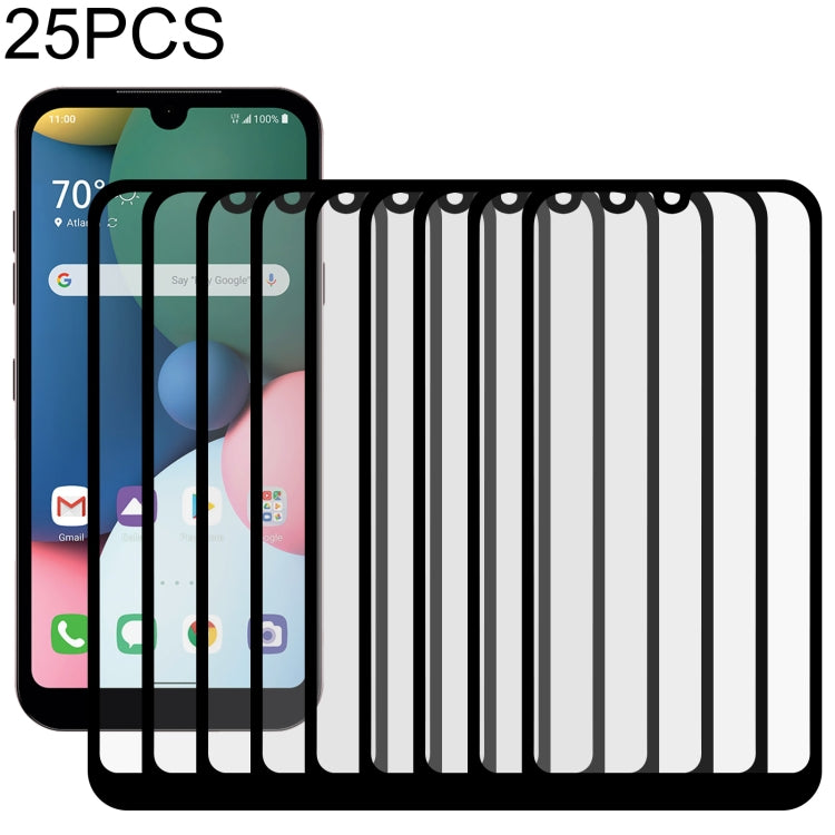 For LG Fortune 3 25 PCS Full Glue Full Screen Tempered Glass Film