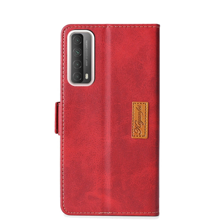 For Huawei P Smart 2021 Contrasting Color Side Buckle Horizontal Flip Leather Case with Bracket & Card Slot & Wallet
