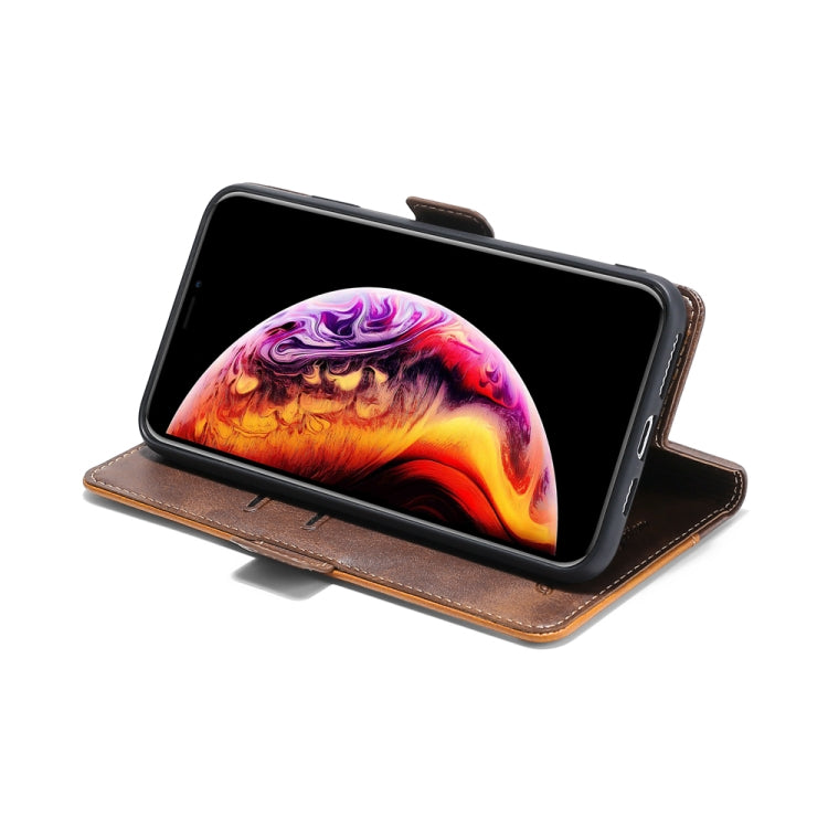 For Huawei P Smart 2021 Contrasting Color Side Buckle Horizontal Flip Leather Case with Bracket & Card Slot & Wallet