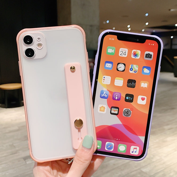For iPhone 12 Shockproof Acrylic Protective Case with Wristband Holder