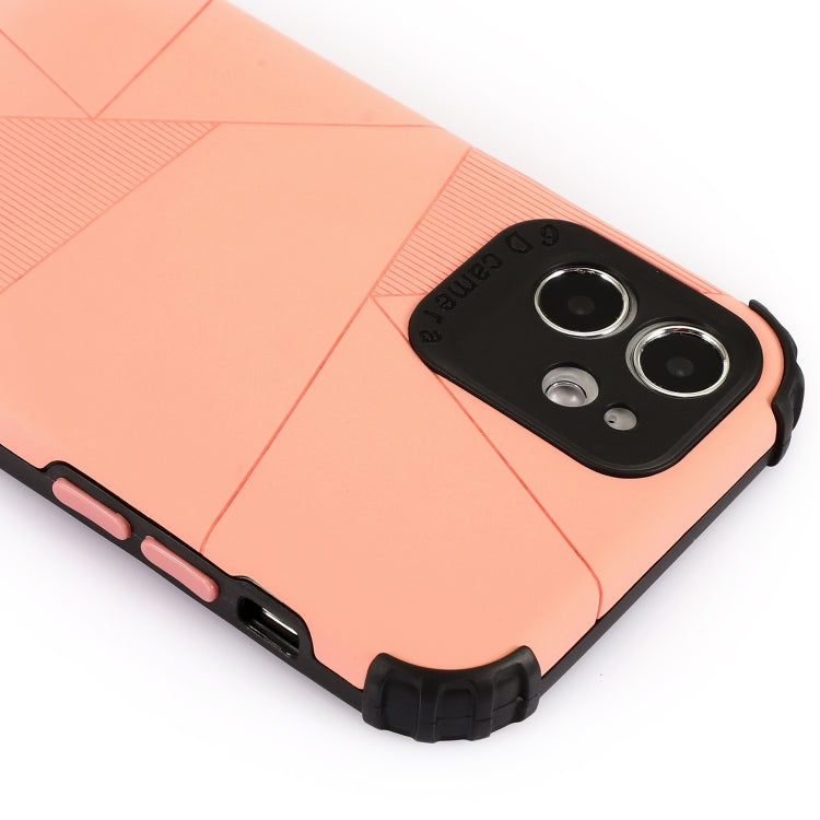 For iPhone 12 mini Geometric Stitching Skin Feeling Stripe TPU Shockproof Case with Neck Lanyard