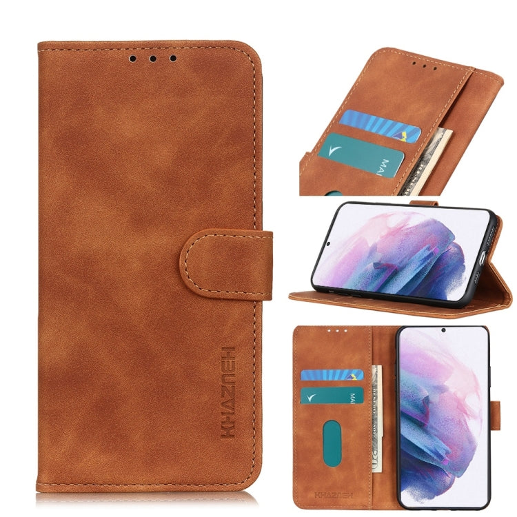 For Samsung Galaxy S21 Plus 5G KHAZNEH Retro Texture PU + TPU Horizontal Flip Leather Case with Holder & Card Slots & Wallet