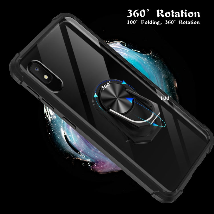 For Samsung Galaxy A10e Shockproof Transparent TPU + Acrylic Protective Case with Ring Holder