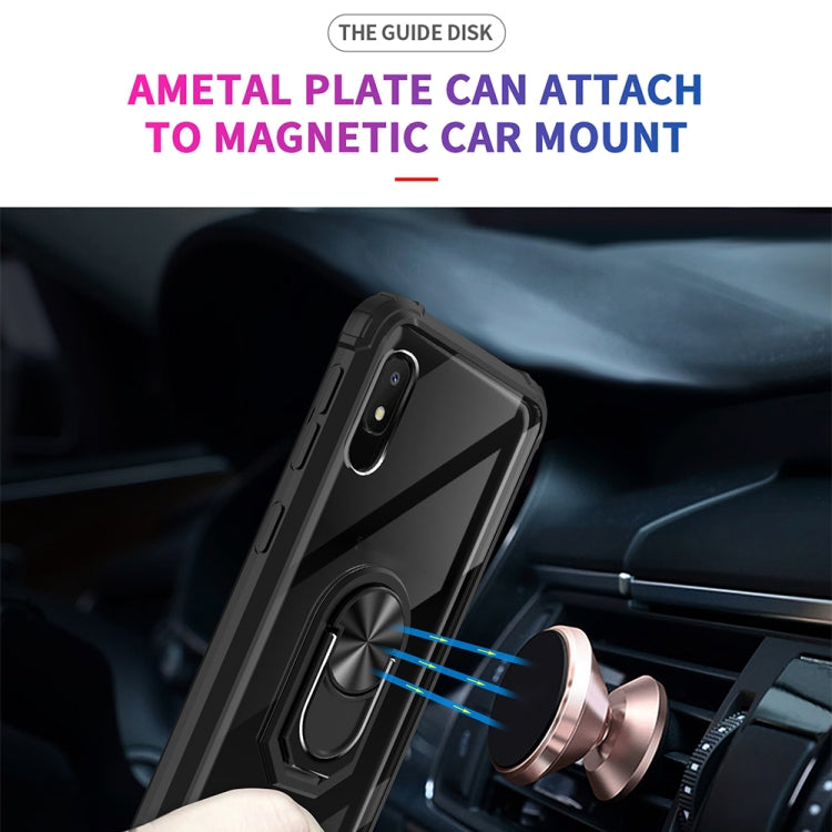 For Samsung Galaxy A10e Shockproof Transparent TPU + Acrylic Protective Case with Ring Holder