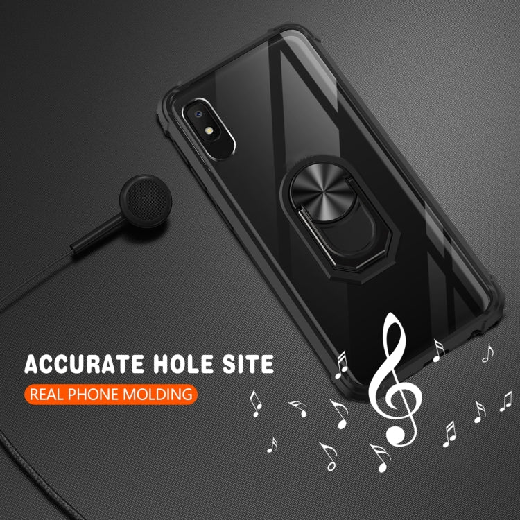 For Samsung Galaxy A10e Shockproof Transparent TPU + Acrylic Protective Case with Ring Holder