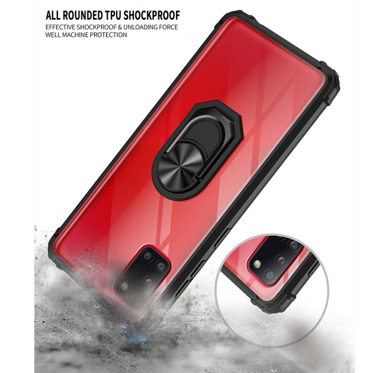 For Samsung Galaxy A31 Shockproof Transparent TPU + Acrylic Protective Case with Ring Holder