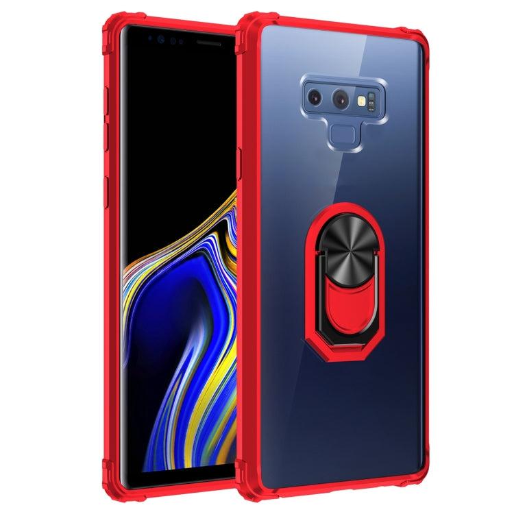 For Samsung Galaxy Note9 Shockproof Transparent TPU + Acrylic Protective Case with Ring Holder