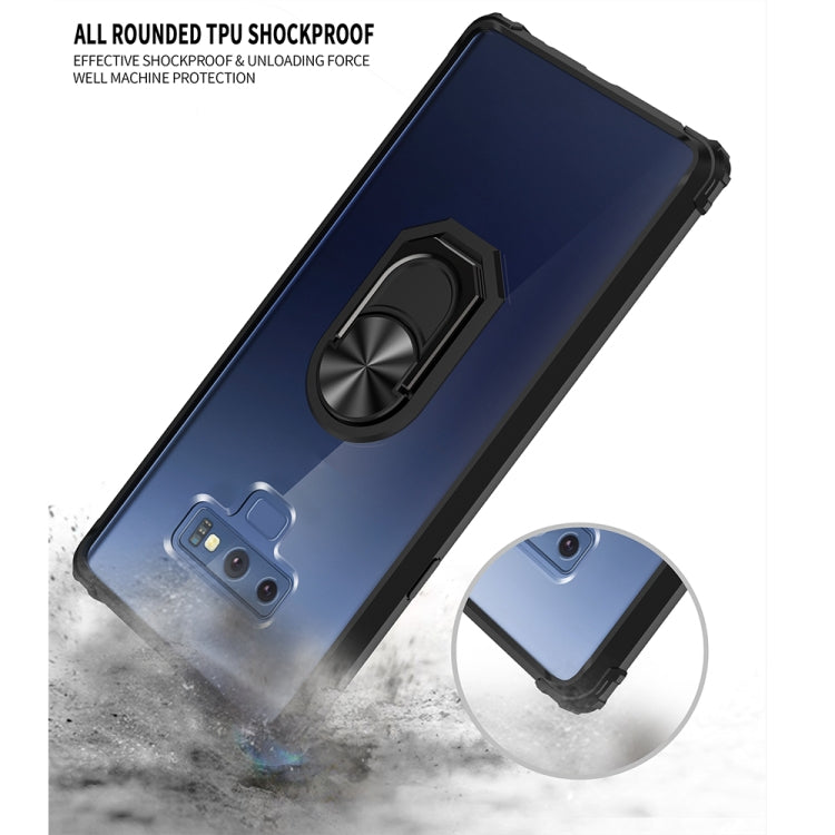 For Samsung Galaxy Note9 Shockproof Transparent TPU + Acrylic Protective Case with Ring Holder