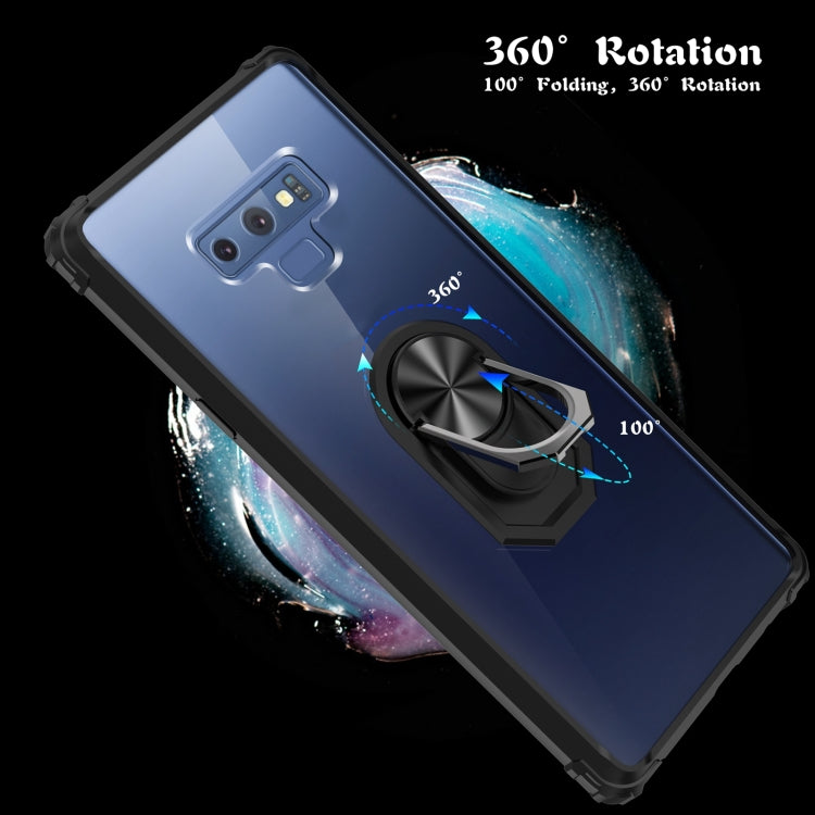 For Samsung Galaxy Note9 Shockproof Transparent TPU + Acrylic Protective Case with Ring Holder