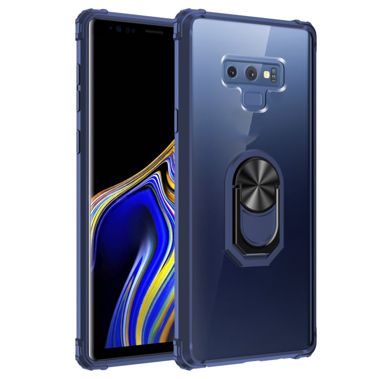 For Samsung Galaxy Note9 Shockproof Transparent TPU + Acrylic Protective Case with Ring Holder