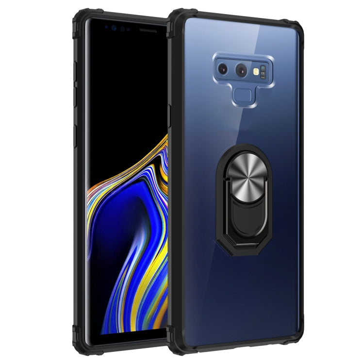 For Samsung Galaxy Note9 Shockproof Transparent TPU + Acrylic Protective Case with Ring Holder
