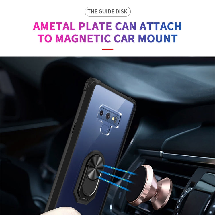 For Samsung Galaxy Note9 Shockproof Transparent TPU + Acrylic Protective Case with Ring Holder