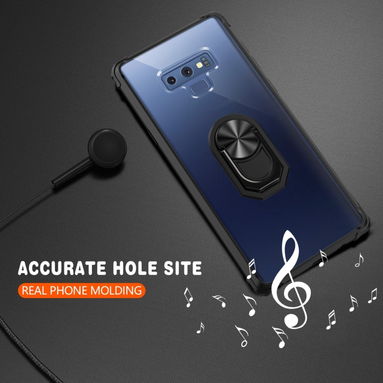 For Samsung Galaxy Note9 Shockproof Transparent TPU + Acrylic Protective Case with Ring Holder