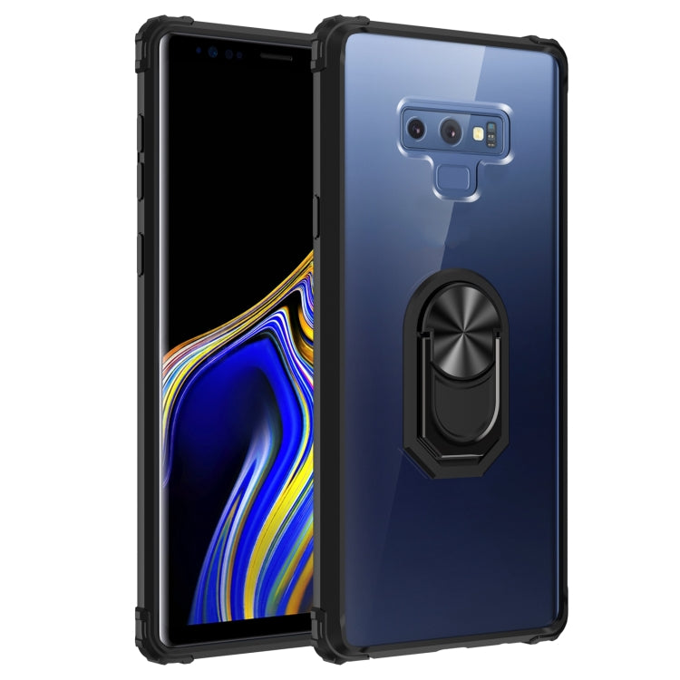 For Samsung Galaxy Note9 Shockproof Transparent TPU + Acrylic Protective Case with Ring Holder