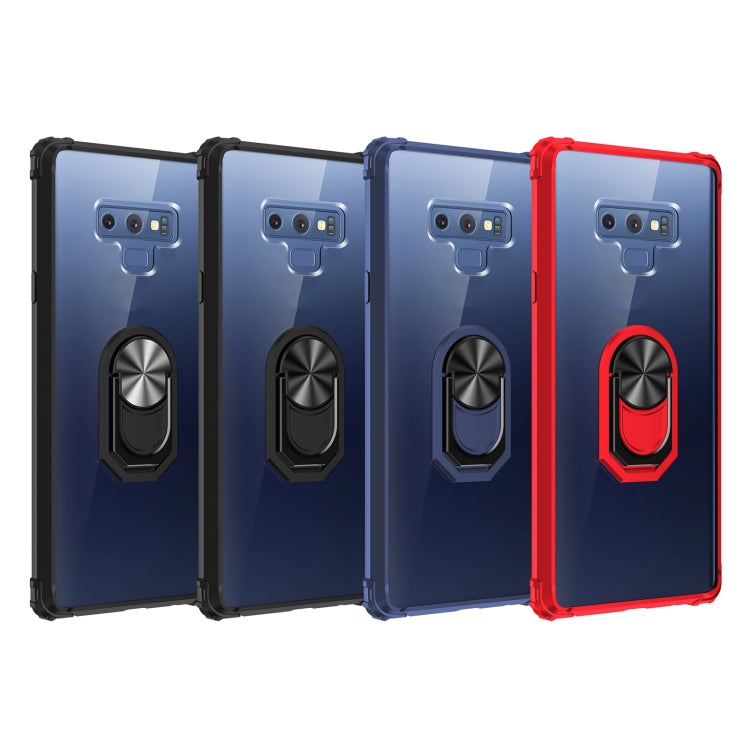 For Samsung Galaxy Note9 Shockproof Transparent TPU + Acrylic Protective Case with Ring Holder