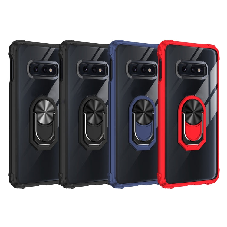 For Samsung Galaxy S10E Shockproof Transparent TPU + Acrylic Protective Case with Ring Holder(Black)