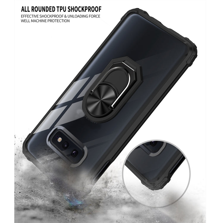 For Samsung Galaxy S10E Shockproof Transparent TPU + Acrylic Protective Case with Ring Holder(Black)