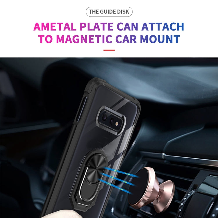 For Samsung Galaxy S10E Shockproof Transparent TPU + Acrylic Protective Case with Ring Holder(Black)