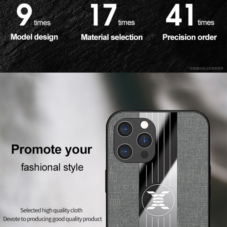For iPhone 12 XINLI Stitching Cloth Textue Shockproof TPU Protective Case with Ring Holder