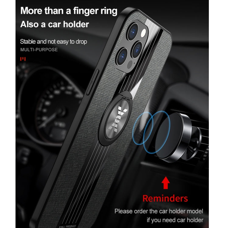 For iPhone 12 Pro XINLI Stitching Cloth Textue Shockproof TPU Protective Case with Ring Holder