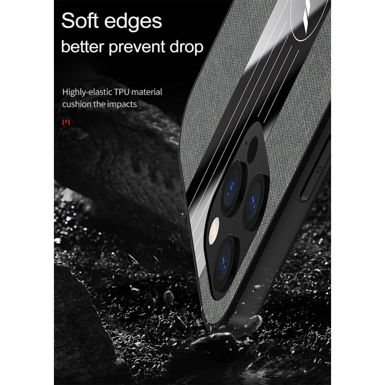 For iPhone 12 Pro XINLI Stitching Cloth Textue Shockproof TPU Protective Case with Ring Holder
