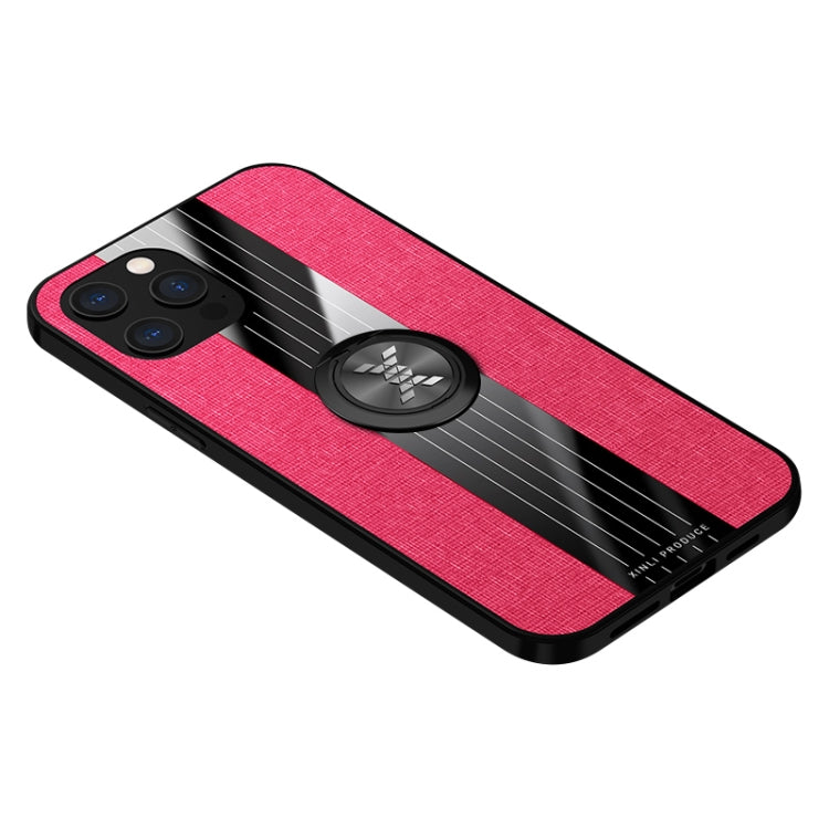 For iPhone 12 Pro XINLI Stitching Cloth Textue Shockproof TPU Protective Case with Ring Holder