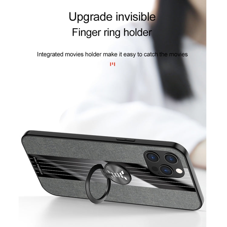 For iPhone 12 Pro XINLI Stitching Cloth Textue Shockproof TPU Protective Case with Ring Holder