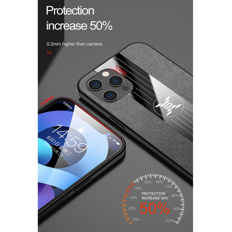 For iPhone 12 Pro XINLI Stitching Cloth Textue Shockproof TPU Protective Case with Ring Holder